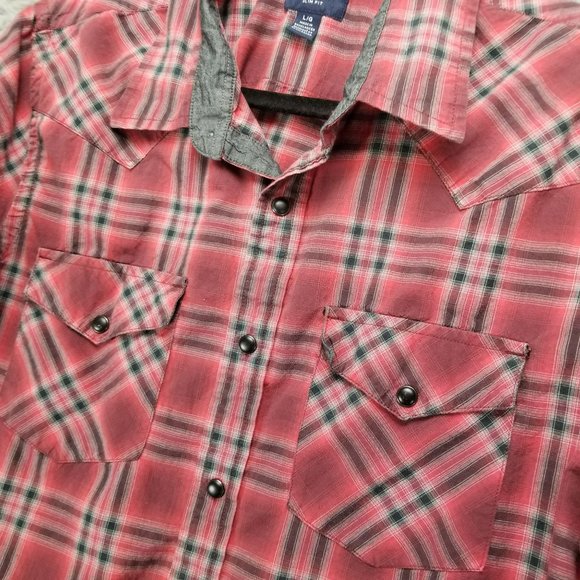 American Eagle Outfitters Shirt Mens Large Red Plaid Long Sleeve Button Up Slim - Picture 3 of 10